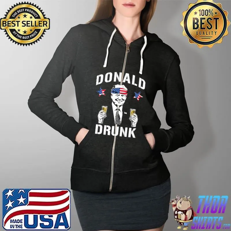 Donald Trump Drunk Patriotic 4th of July Party Ben Drankin Premium T-Shirt Full Zip Hooded