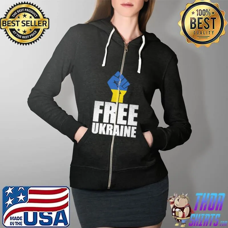 Free Ukraine Stand With Ukraine T-Shirt Full Zip Hooded