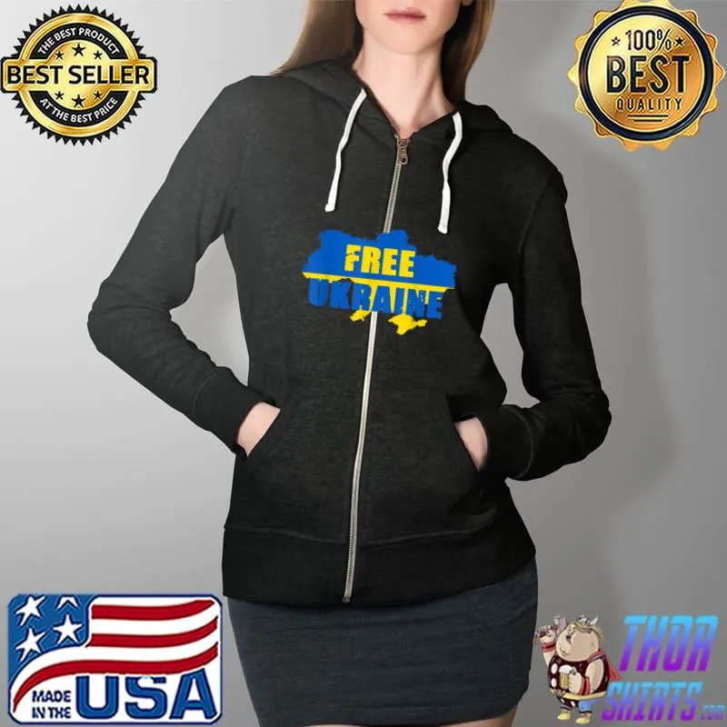 Free Ukraine Ukrainian Flag Ukraine Map I Stand With Ukraine T-Shirt Full Zip Hooded