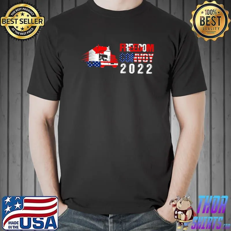 Freedom Convoy 2022 - I Support Truckers Canada USA flag T-Shirt Unisex