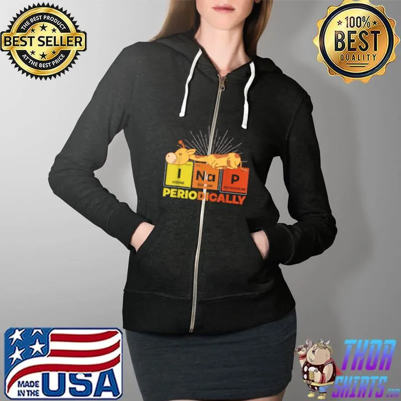 Funny Animal Nap Periodic Table Pajama Cute Sleeping Giraffe T-Shirt Full Zip Hooded