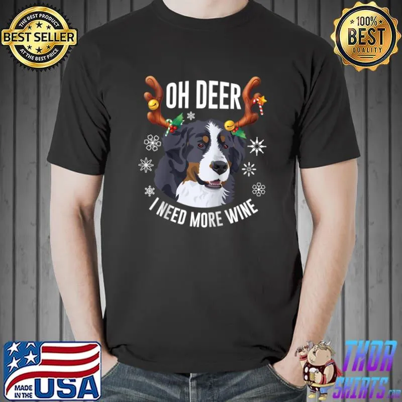 Funny Christmas Bernese Mountain Dog Deer Antlers T- Unisex