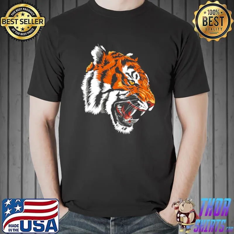 Funny Growling Mouth Open Bengal Tiger T- Unisex