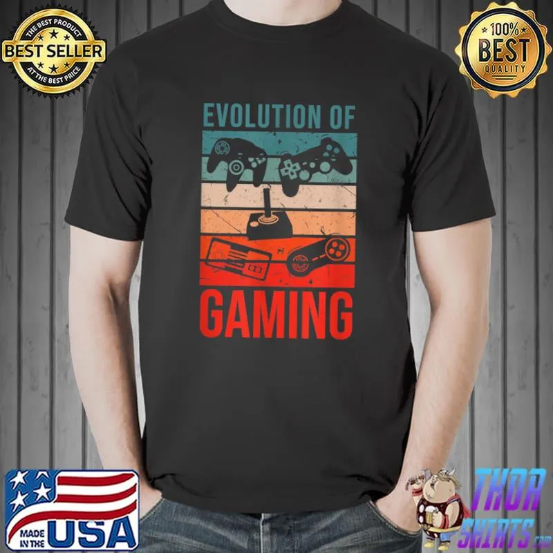 Gamer Retro Vintage Evolution of Gaming T-Shirt Unisex