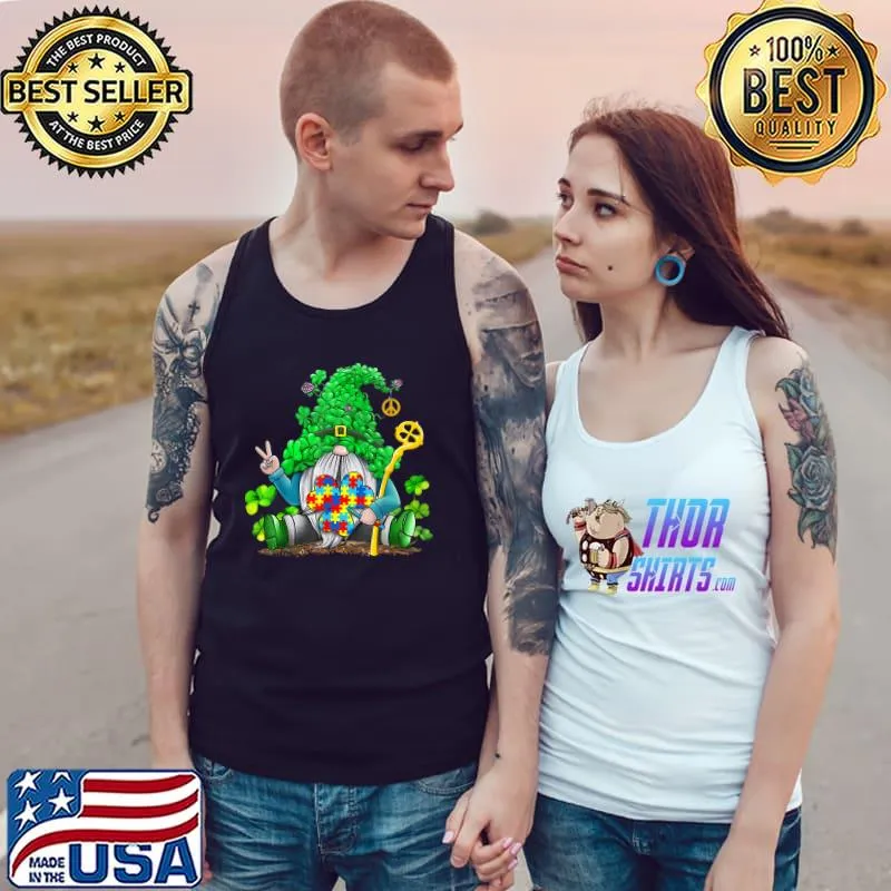 Gnomies Shamrock Autism Awareness St Patricks Day Gnome Gift T-Shirt Tank Top