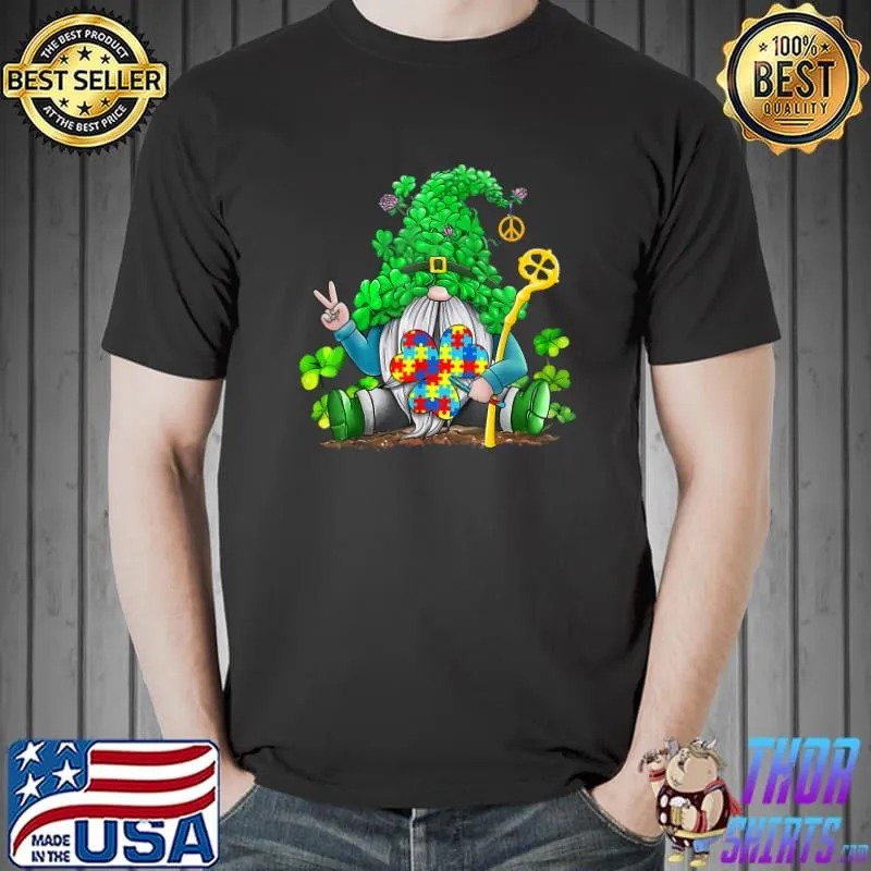 Gnomies Shamrock Autism Awareness St Patricks Day Gnome Gift T-Shirt Unisex