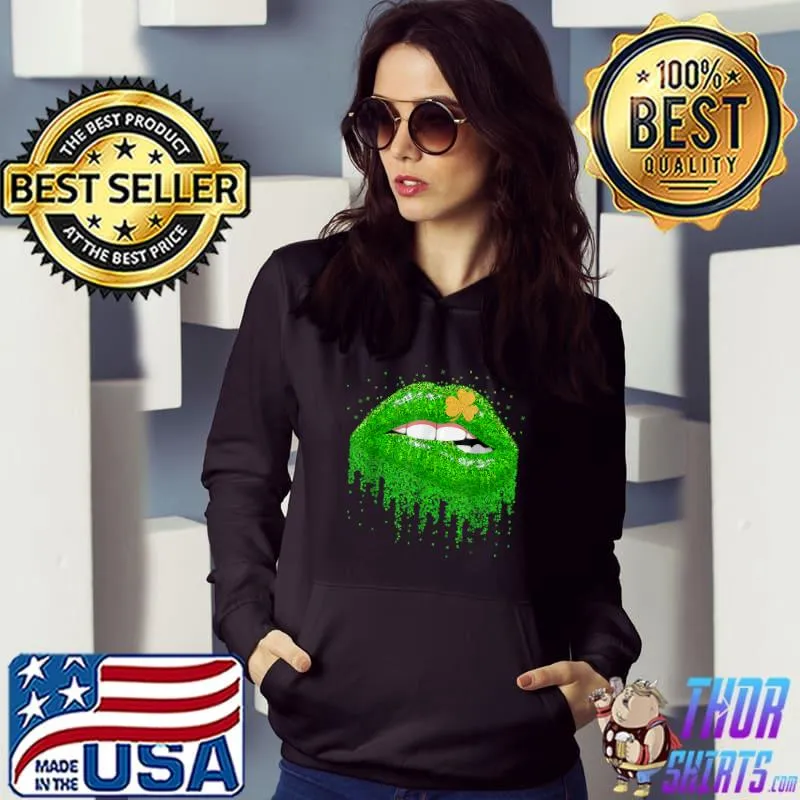 Green Lips Sexy Irish Shamrock St Patricks Day T-Shirt