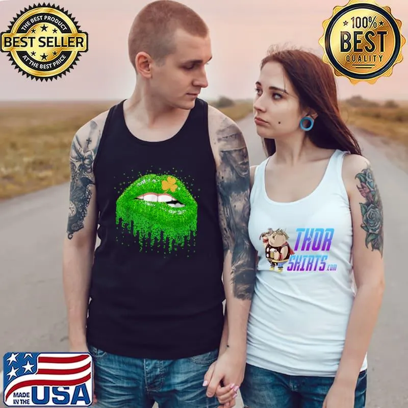 Green Lips Sexy Irish Shamrock St Patricks Day T-Shirt Tank Top