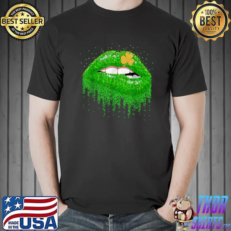 Green Lips Sexy Irish Shamrock St Patricks Day T-Shirt Unisex