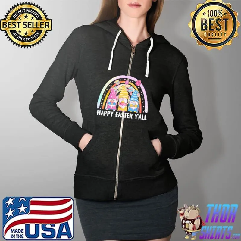 Happy Easter Y’all Rainbow Gnome Shirt Full Zip Hooded