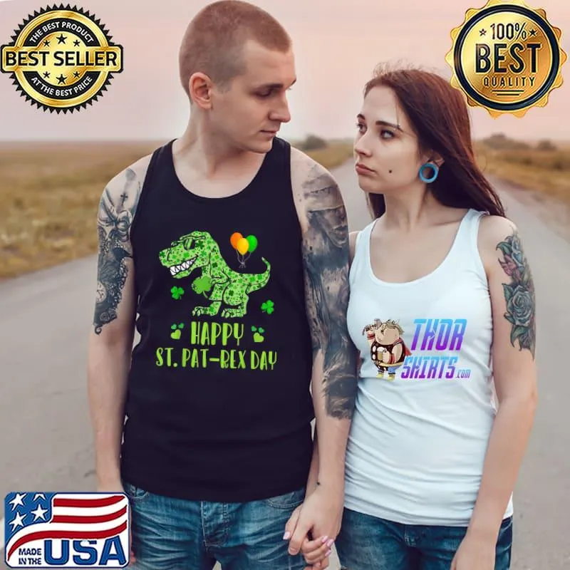 Happy St Pat-Rex Day T Rex Patricks Day Leprechaun Shamrock T-Shirt Tank Top