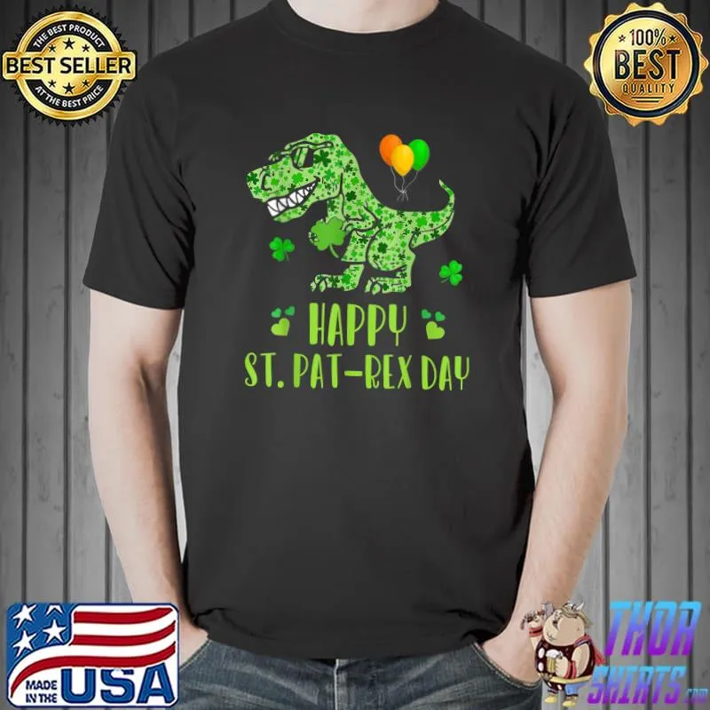 Happy St Pat-Rex Day T Rex Patricks Day Leprechaun Shamrock T-Shirt Unisex