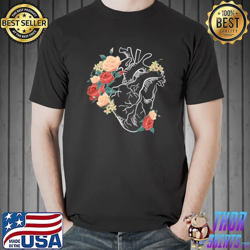 Heart Of Roses Heart Disease Survivor Awareness Graphic T- Unisex