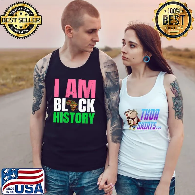 I Am Black History Month African American Pink And Green T- Tank Top