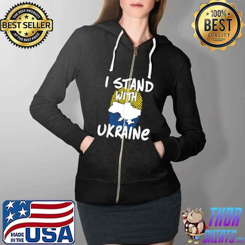 I Stand With Ukraine Flag American Flag Support Ukraine DNA T-Shirt Full Zip Hooded