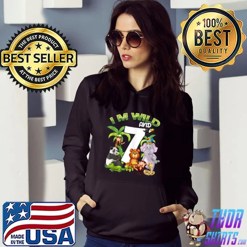 I'm Wild And 7 Year Old 7th Birthday Safari Jungle Animal T-shirt