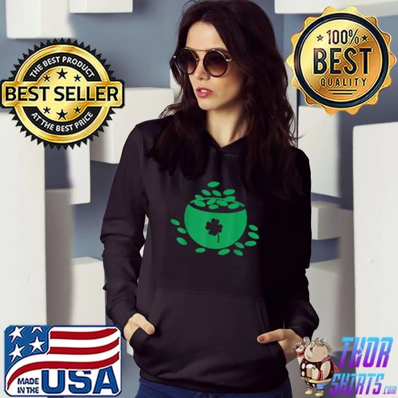 Irish Shamrock Lucky Gold Coin Pot Funny St. Patrick's Day T-Shirt