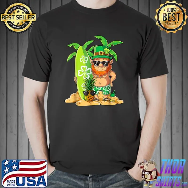 Leprechaun Hawaiian Surfing St Patricks Day Hawaii Men Women T-Shirt Unisex