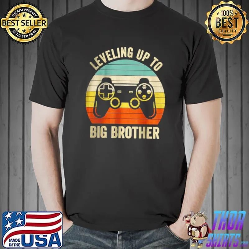 Leveling up to Big Brother 2022 funny gamer vintage kids men T Shirt Unisex