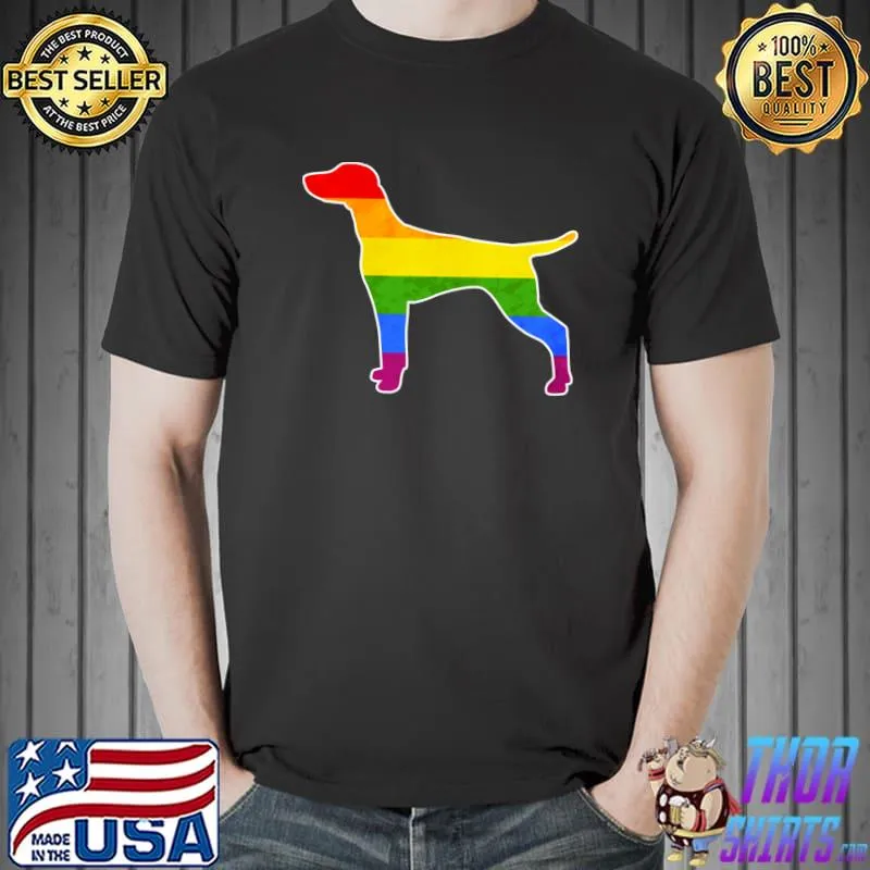 LGBTQ Vizsla Dog Rainbow Love Gay Lesbian Pride T- Unisex
