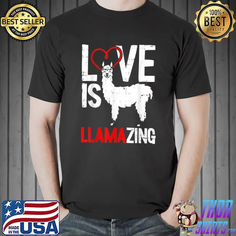 Llamazing Valentines Day Cute V-Day Heart Boys Girls Kids T-Shirt Unisex