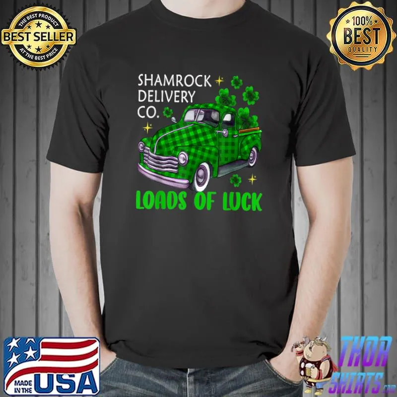 Loads of Luck Shamrock Buffalo Plaid Truck St. Patrick Day T-Shirt Unisex