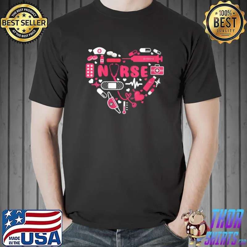 LOVE Stethoscope Heart Nurse Funny Valentine Day Women Girls T- Unisex