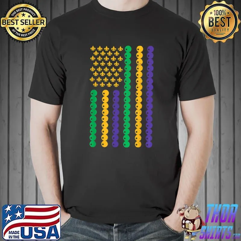 Mardi Gras Carnival Beads American Flag - Mardi Gras T-Shirt Unisex
