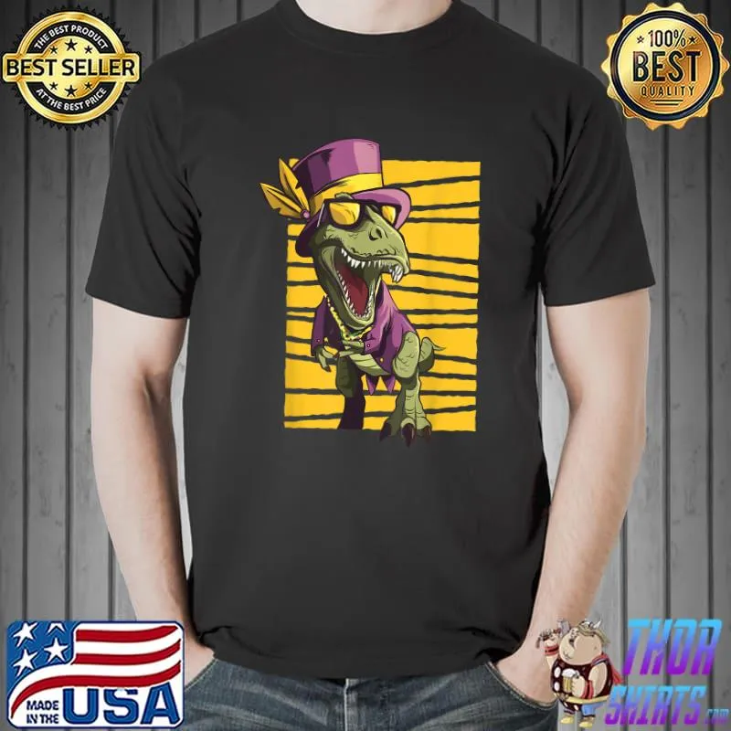 Mardi Grawr T-Rex Dinosaur Dino Mardi Gras Carnival Boy T-Shirt Unisex