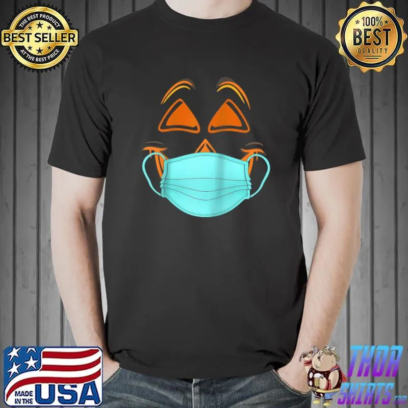 Mask Halloween Pumpkin Funny Social Distance T- Unisex