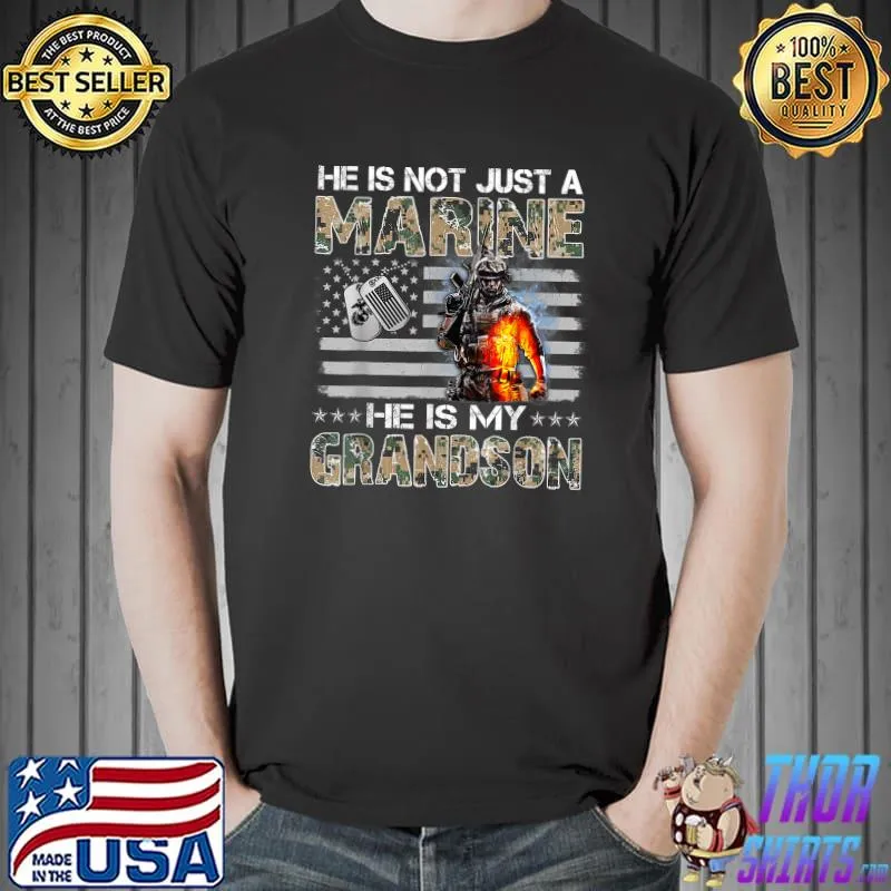 My Grandson Is A Marine Proud Grandma Proud Grandpa T-Shirt Unisex