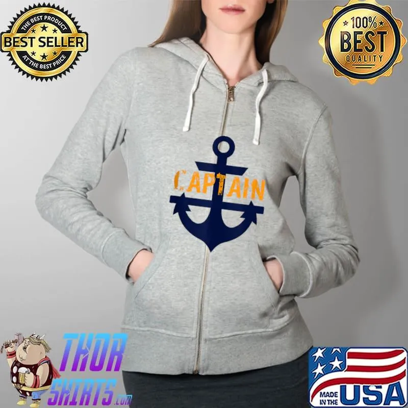 Nice Boat Captain Preppy Nautical Anchor Gifts Sailors Boaters T- Full Zip Hooded