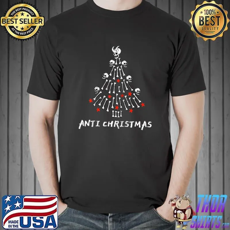 Official Funny Merry Xmas Krampus Skull Tree Anti Christmas Satanic T- Unisex