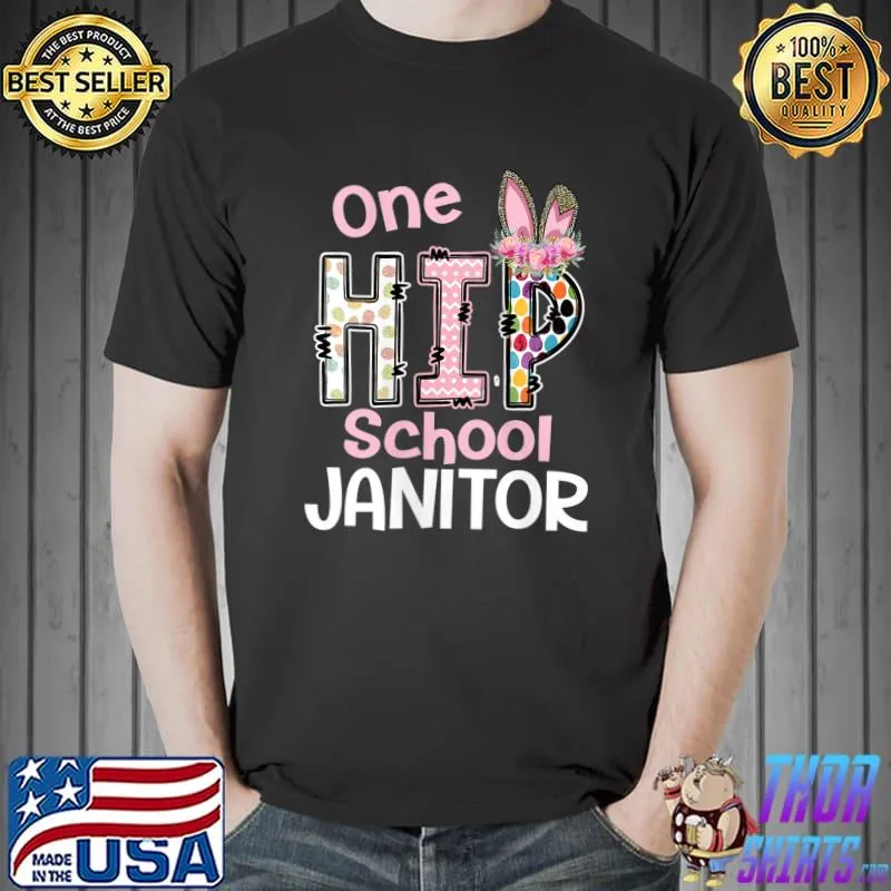 One Hip School Janitor, Bunny Leopard School Easter T-Shirt Unisex