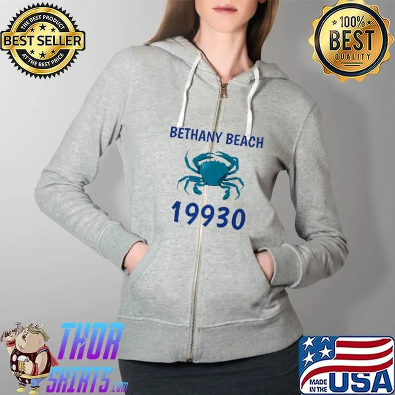 Original Bethany Beach Delaware Funny Crab Zip Code Premium T-Shirt Full Zip Hooded