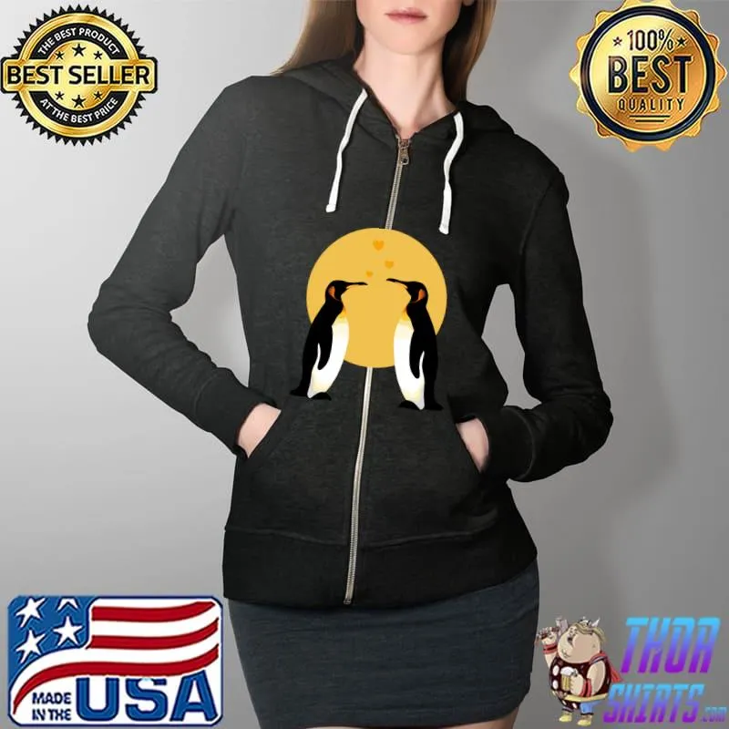 Penguin Couple Emperor Sea Bird King Penguin Lover Penguin T-Shirt Full Zip Hooded