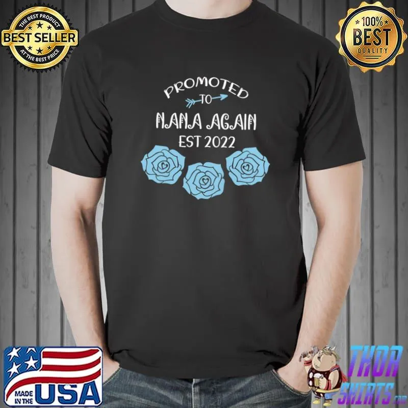 Promoted to Nana 2022 Mom Flowers Blue Baby Pregnancy Premium T-Shirt Unisex