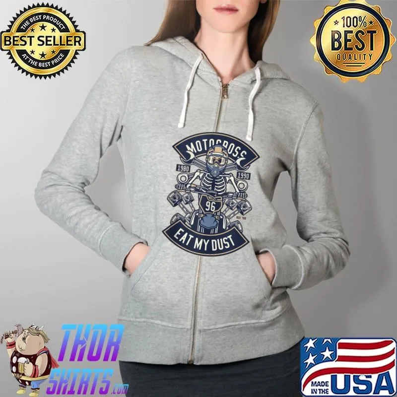 Retro Vintage Motocross Extreme Motorcycle Dirt Bike Rider T- Full Zip Hooded