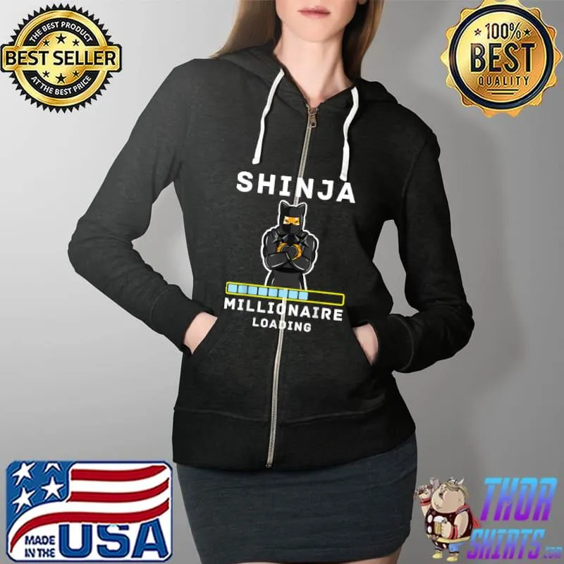 Shinja Millionaire Loading Funny Crypto Shibnobi Blockchain T-Shirt Full Zip Hooded