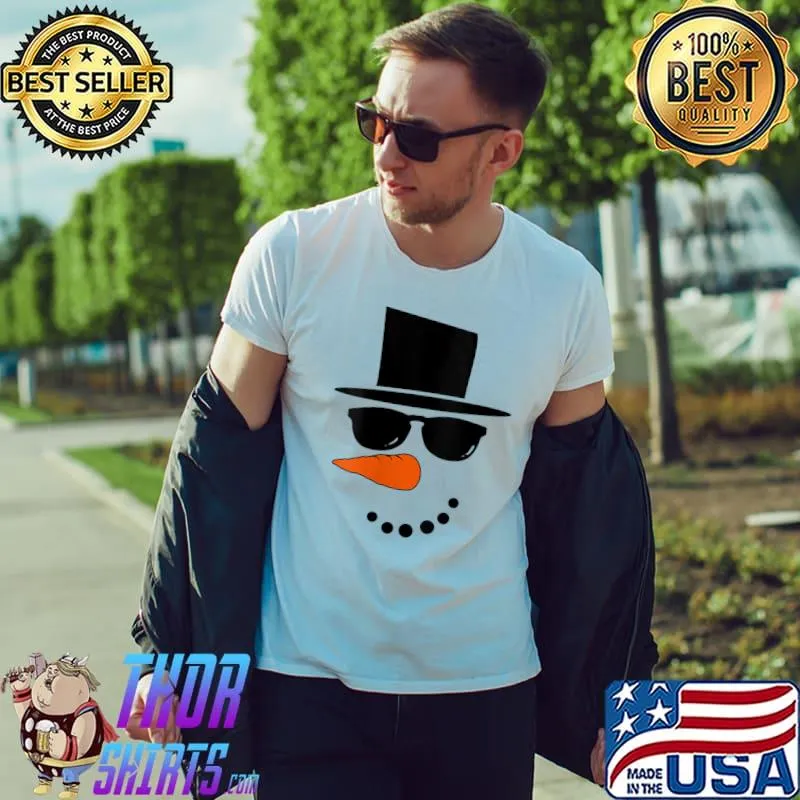 Snowman Face with Carrot Nose Sunglasses & Hat Boys Girls T- Unisex