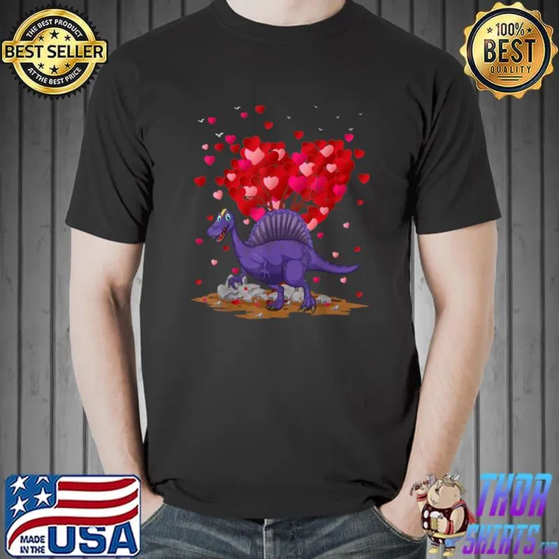 Spinosaurus Dinosaur Lover Heart Shape Spinosaurus Valentine T-Shirt Unisex