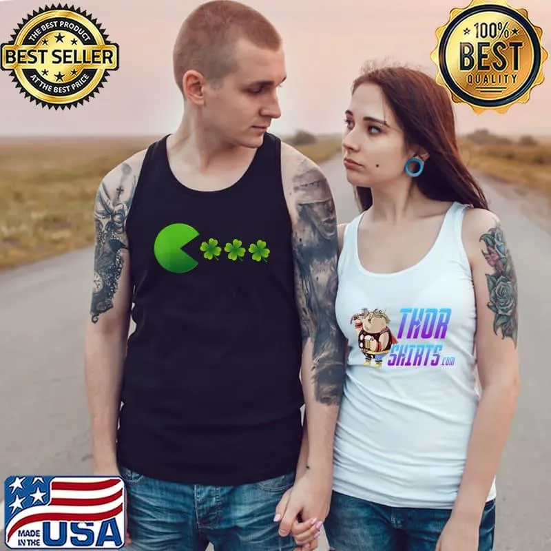 St Patricks Day Clovers Funny Shamrock Boys Girls Kids Gamer T-Shirt Tank Top
