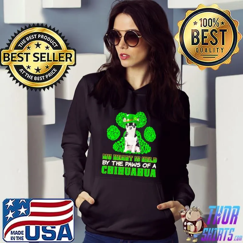 St Patrick’s Day My Heart Is Held By The Paws Of A Black Chihuahua Terrier Shirt