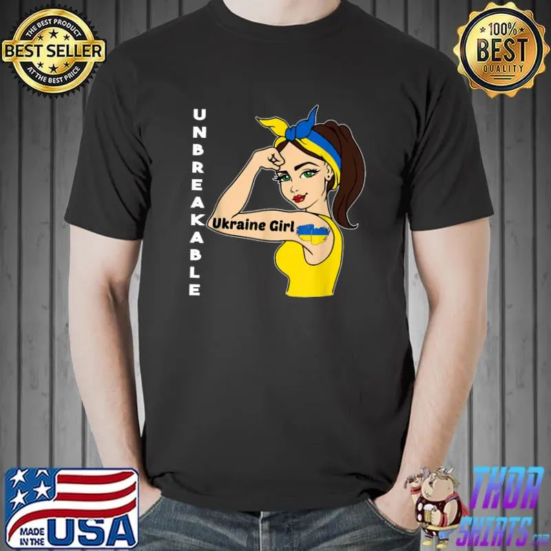 Ukraine Girl Unbreakable T-shirt Ukrainian Flag strong Woman T-Shirt