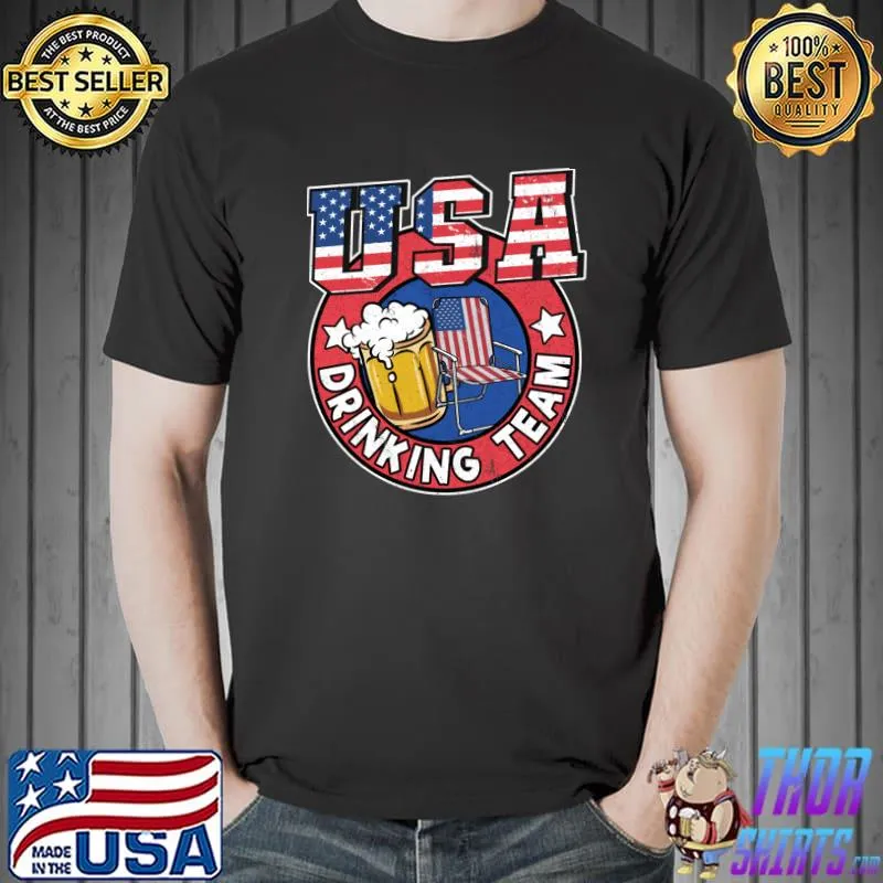 USA Drinking Team US American Flag 4th Of July Beer Drinking T- Unisex
