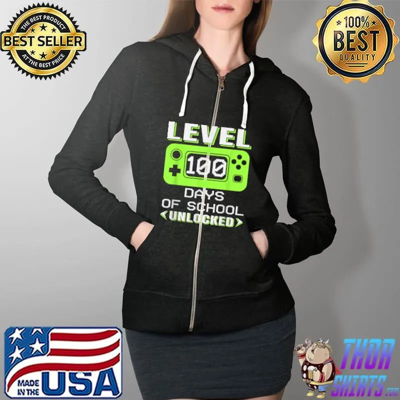 Video Gamer Student 100th Day Teacher 100 Days of School T-Shirt Full Zip Hooded