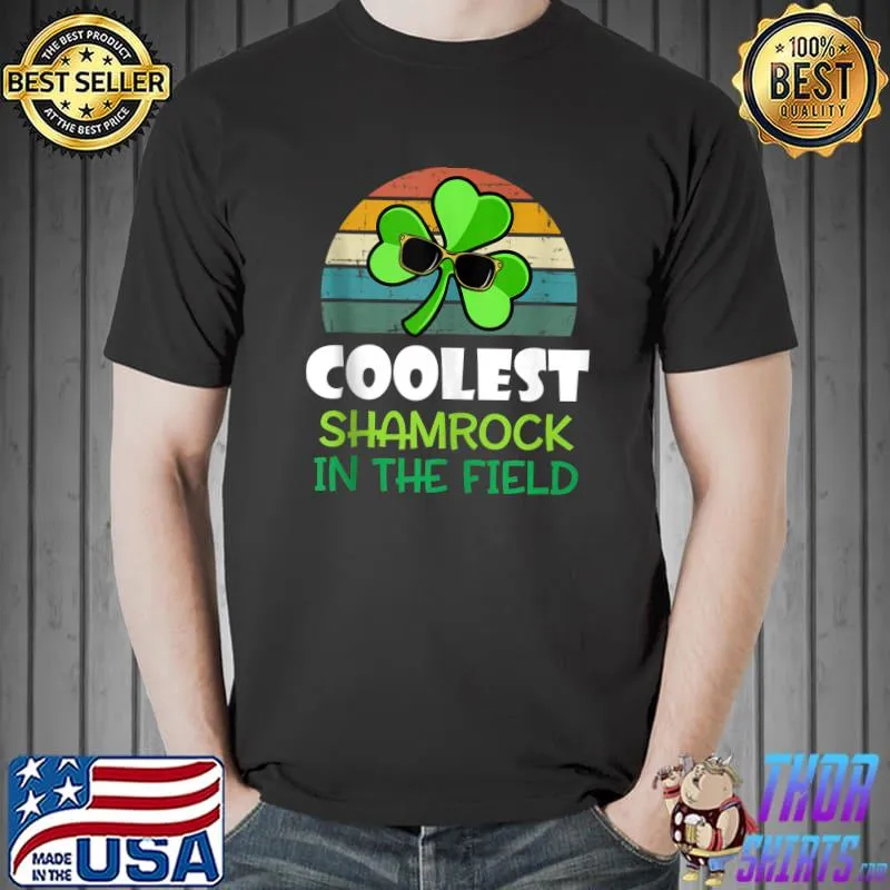 Vintage St Patrick Day Coolest Shamrock In The Field For Kid T- Unisex