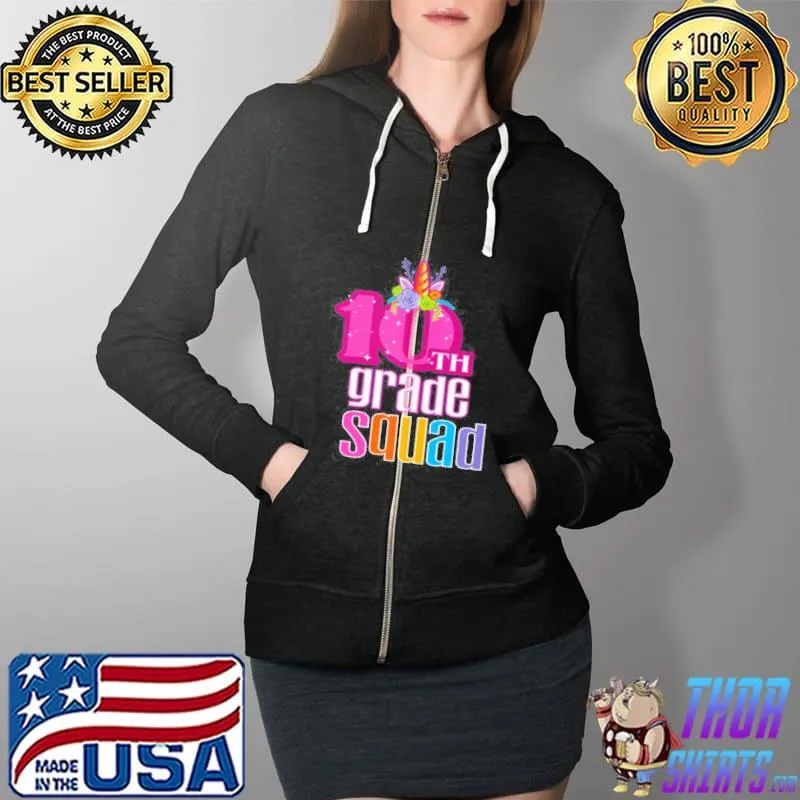 10th grade squad magical unicorn horn floral tenth grader Full Zip Hooded