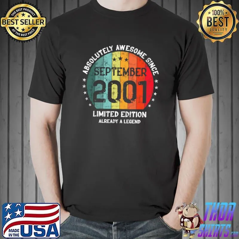 21st Birthday Absolutely Awesome Since September 2001 T-Shirt