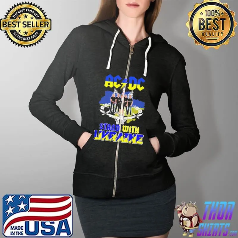 AC DC Stand With Ukraina Shirt Full Zip Hooded